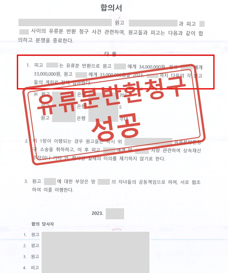 아들에게만 증여된 상속재산, 딸들의 유류분반환청구 합의 사례